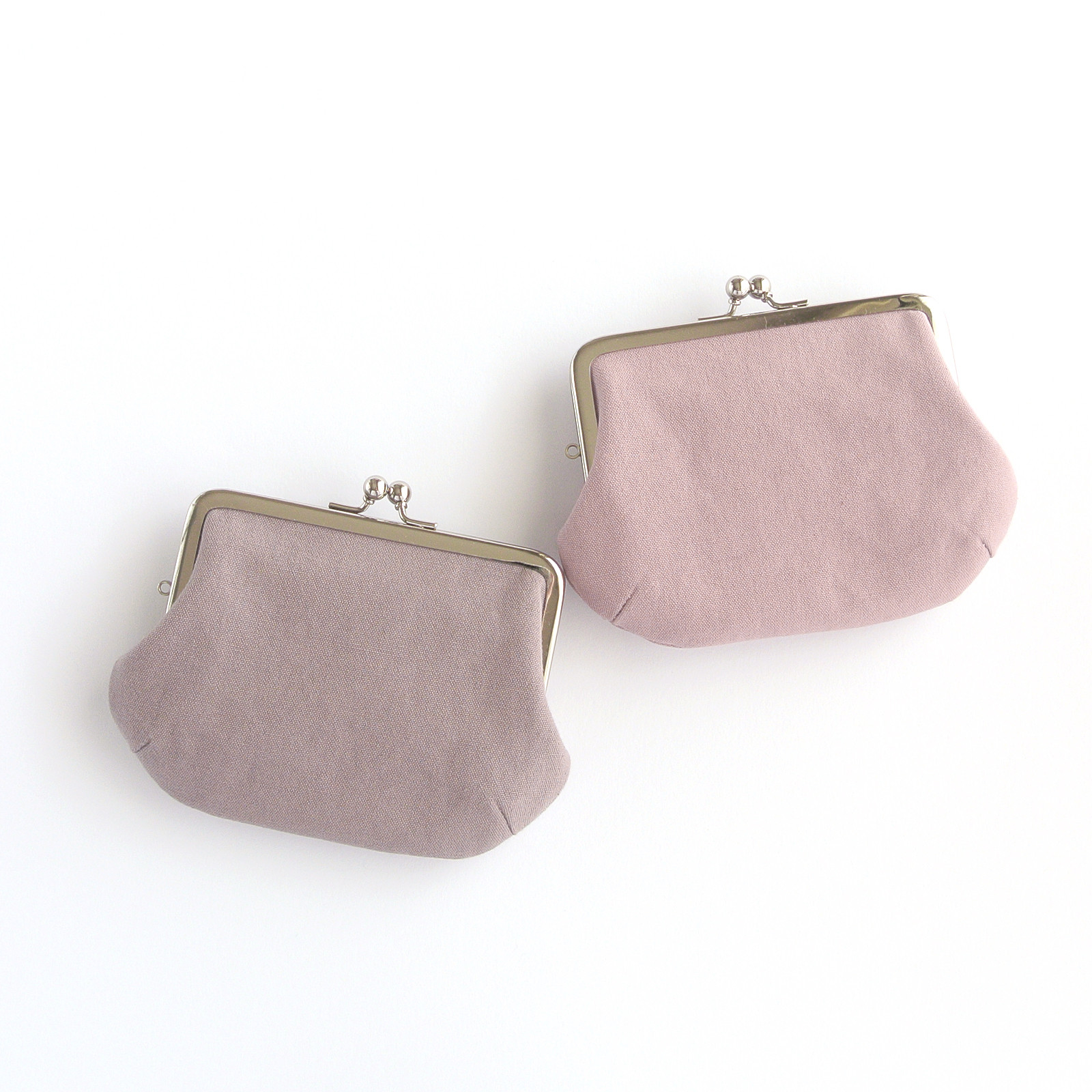 《くすみカラー》カードポケットつき親子がま口（お財布）コットンキャンバス地