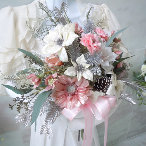 特価◇クリスマスのクラッチブーケ*ピンク◇ウエディングブーケ 前撮り