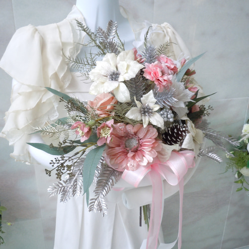 特価◇クリスマスのクラッチブーケ*ピンク◇ウエディングブーケ 前撮り