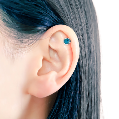 ブルージャスパー 天然石 ボディピアス 14G 16G 18G 軟骨ピアス 片耳
