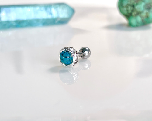 ブルージャスパー 天然石 ボディピアス 14G 16G 18G 軟骨ピアス 片耳