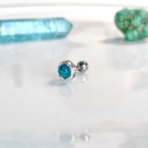 ブルージャスパー 天然石 ボディピアス 14G 16G 18G 軟骨ピアス 片耳