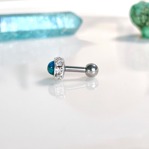 ブルージャスパー 天然石 ボディピアス 14G 16G 18G 軟骨ピアス 片耳