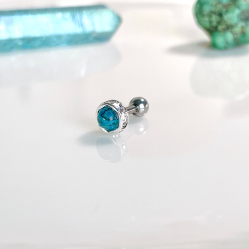 ブルージャスパー 天然石 ボディピアス 14G 16G 18G 軟骨ピアス 片耳