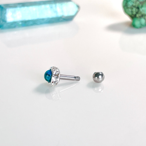 ブルージャスパー 天然石 ボディピアス 14G 16G 18G 軟骨ピアス 片耳