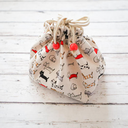 お弁当袋 並んだねこ柄 ネコ 猫 弁当箱 弁当 巾着 名入れ対応 保冷