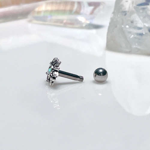 ロータス 蓮 花 シンセティックオパール ボディピアス 14G 16G