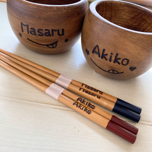 Tomo様 ウッドバーニング 名前入り オリジナル お箸 お茶碗