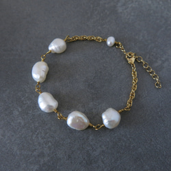 中粒バロック淡水パール パールが連なるブレスレット 淡水パール