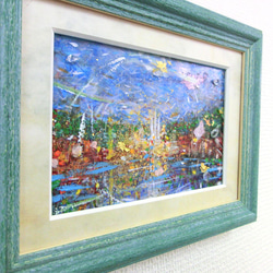 小さな花壇02」アクリル画 原画 風景画 額縁付 SMサイズ 絵画