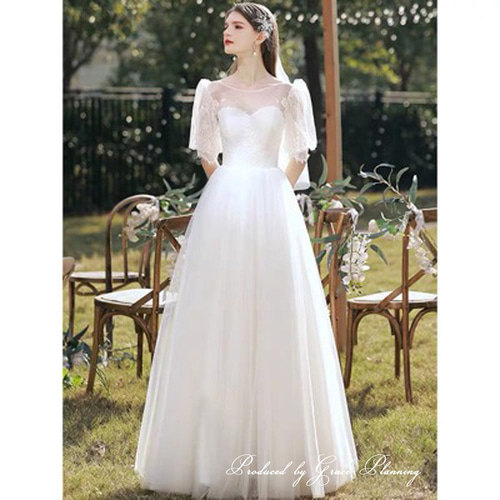 AMI dress by Creema  Aラインドレス 結婚式 二次会 演奏会 カラードレス 結婚式 演奏会 付け袖 ロングドレス 二次会 花嫁