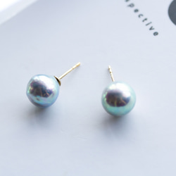 14Kgf】 ナチュラルグレーバロックあこや真珠 一粒スタッドピアス