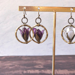 紫木蓮/玉蘭 pierced earrings / clicked on earring 第4張的照片