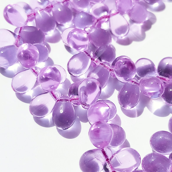 チェコ ビーズ ドロップ 6x9mm 10個 ライラック クリア ppnalia 4枚目の画像