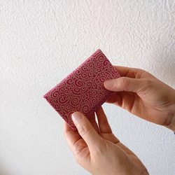 オーダー　金彩工芸　蛸唐草　銀仕上げ　コットンオックス濃ピンク色地製　「名刺入れ・カードケース」　 2枚目の画像