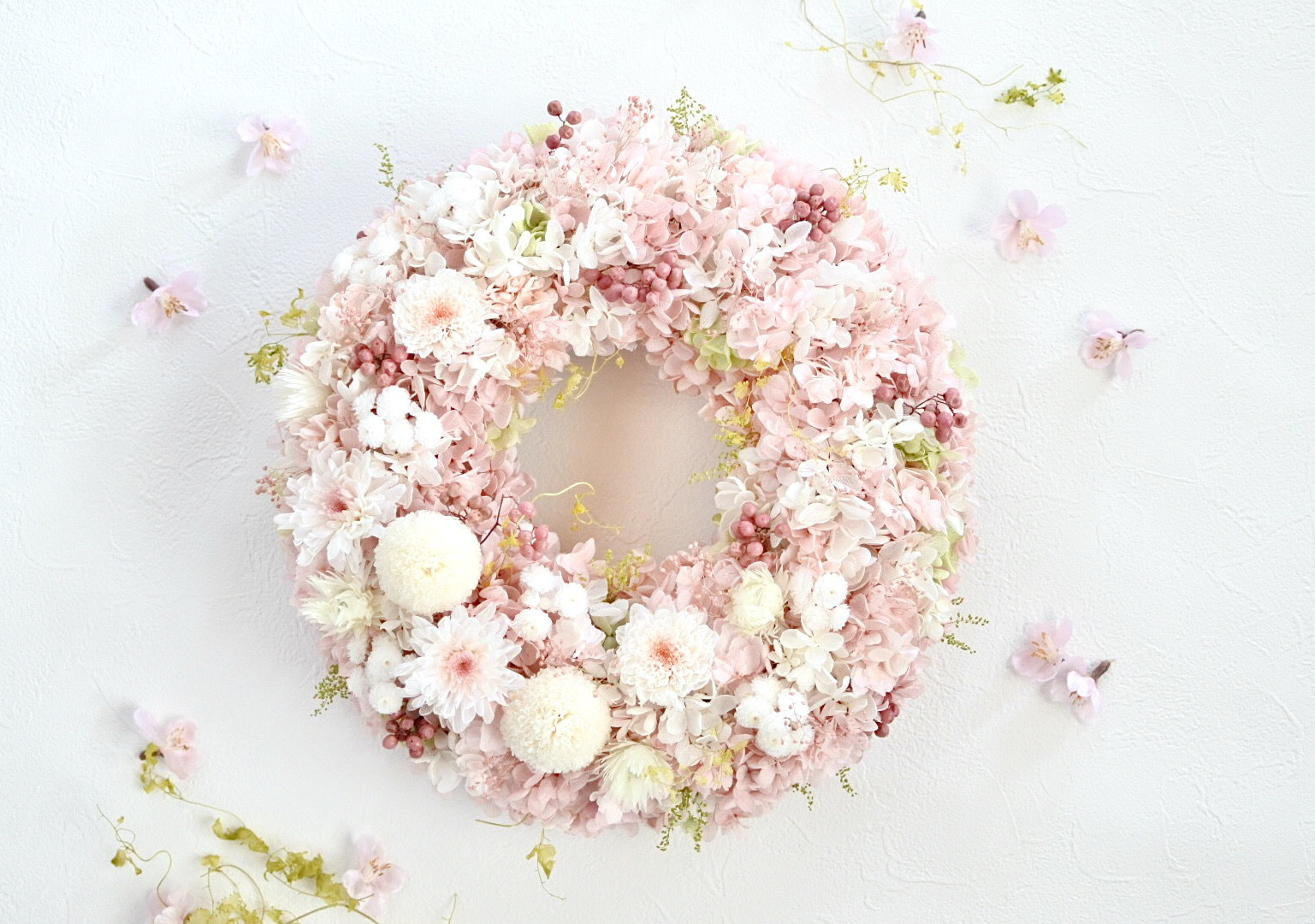 【プリザーブドフラワー】ふんわり桜色リース30㎝