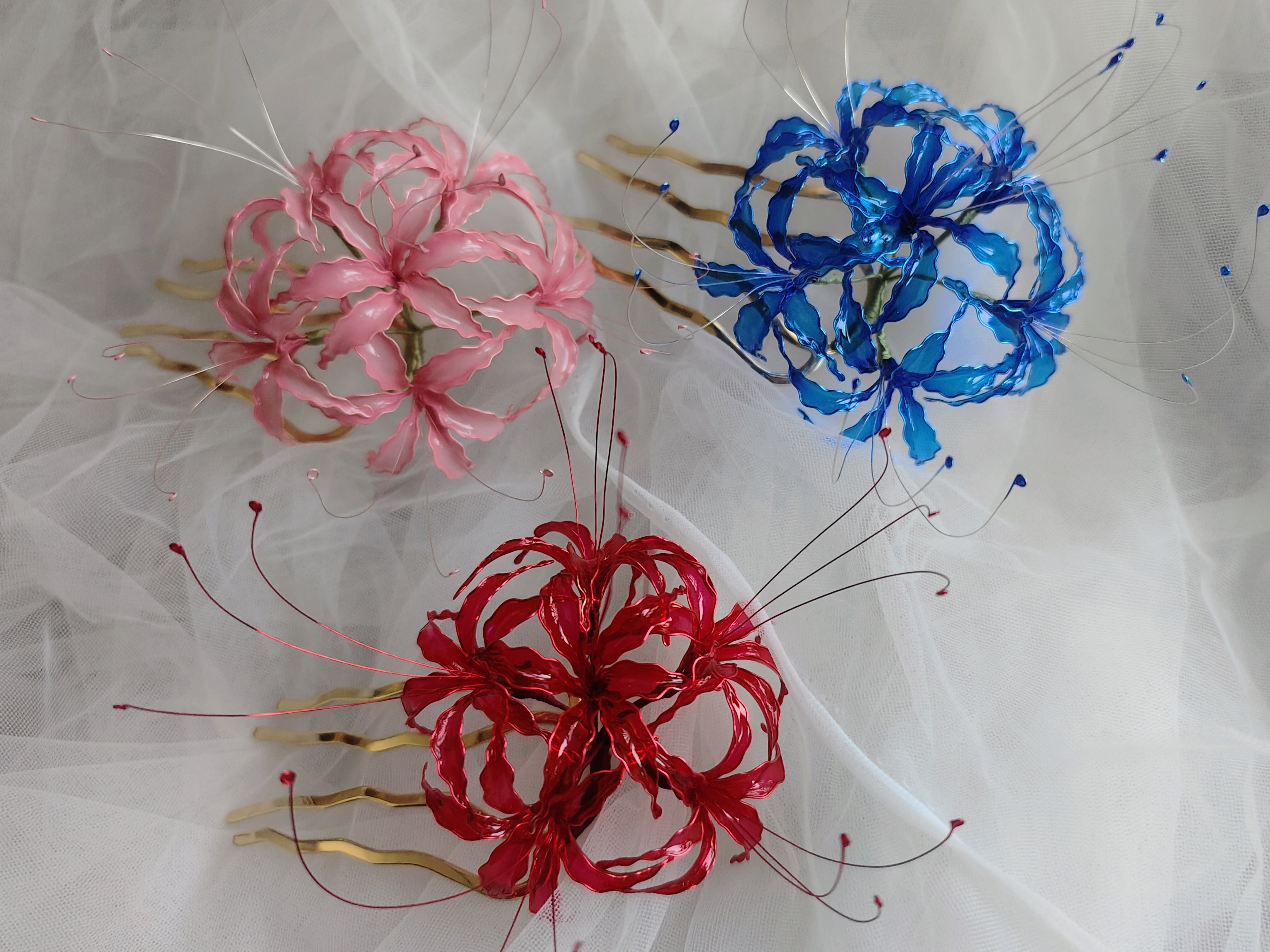 選べる3色☆かんざし「彼岸花・ヒガンバナ　コーム」 髪飾り