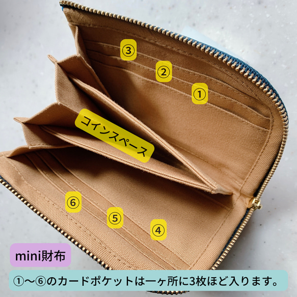 【SALE】＃17★mini財布ネコ並び　キャメル 3枚目の画像