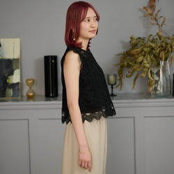 Morino Gakkou 花朵蕾絲襯衫 [黑色] | mg-lb-bk 第3張的照片