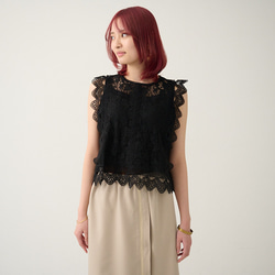Morino Gakkou 花朵蕾絲襯衫 [黑色] | mg-lb-bk 第8張的照片