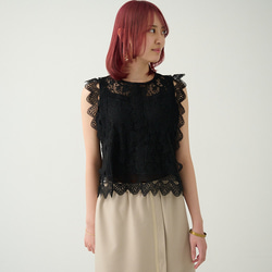 Morino Gakkou 花朵蕾絲襯衫 [黑色] | mg-lb-bk 第9張的照片