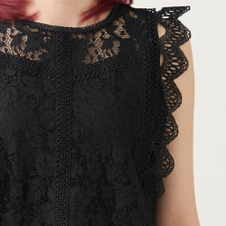 Morino Gakkou 花朵蕾絲襯衫 [黑色] | mg-lb-bk 第16張的照片