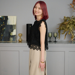 Morino Gakkou 花朵蕾絲襯衫 [黑色] | mg-lb-bk 第2張的照片