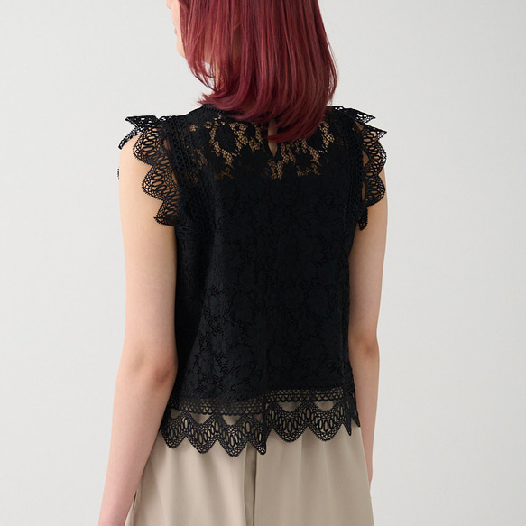 Morino Gakkou 花朵蕾絲襯衫 [黑色] | mg-lb-bk 第11張的照片