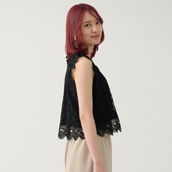 Morino Gakkou 花朵蕾絲襯衫 [黑色] | mg-lb-bk 第14張的照片