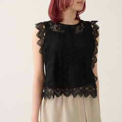 Morino Gakkou 花朵蕾絲襯衫 [黑色] | mg-lb-bk 第13張的照片