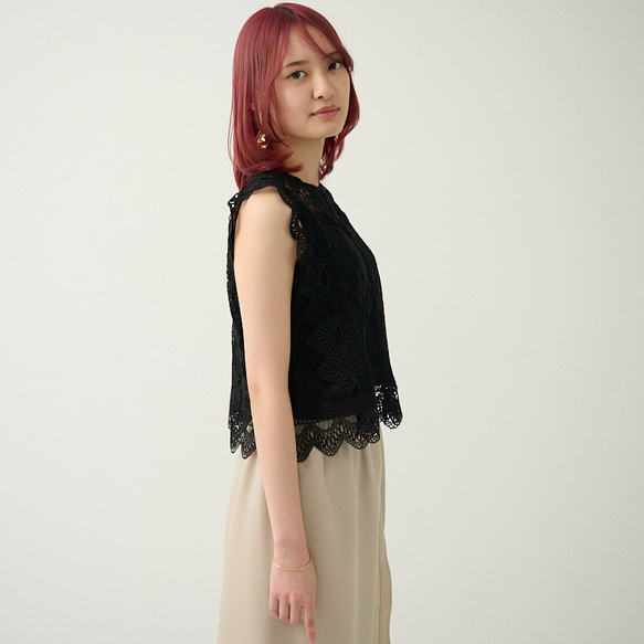 Morino Gakkou 花朵蕾絲襯衫 [黑色] | mg-lb-bk 第10張的照片