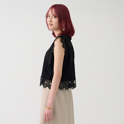 Morino Gakkou 花朵蕾絲襯衫 [黑色] | mg-lb-bk 第7張的照片