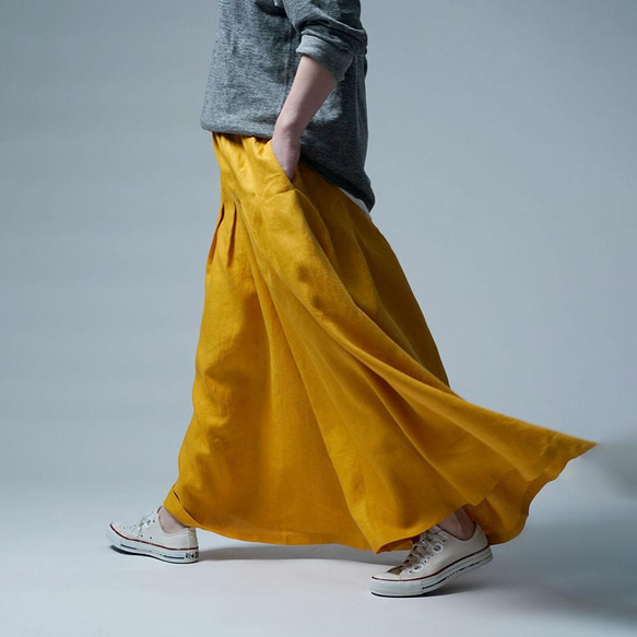 wafu】Linen Pants 袴(はかま)パンツ / 山吹色(やまぶきいろ) b002k