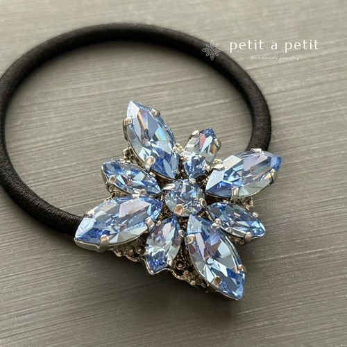 スワロフスキー®︎ ヘアゴムorポニーフック Lサイズ clématite Lt