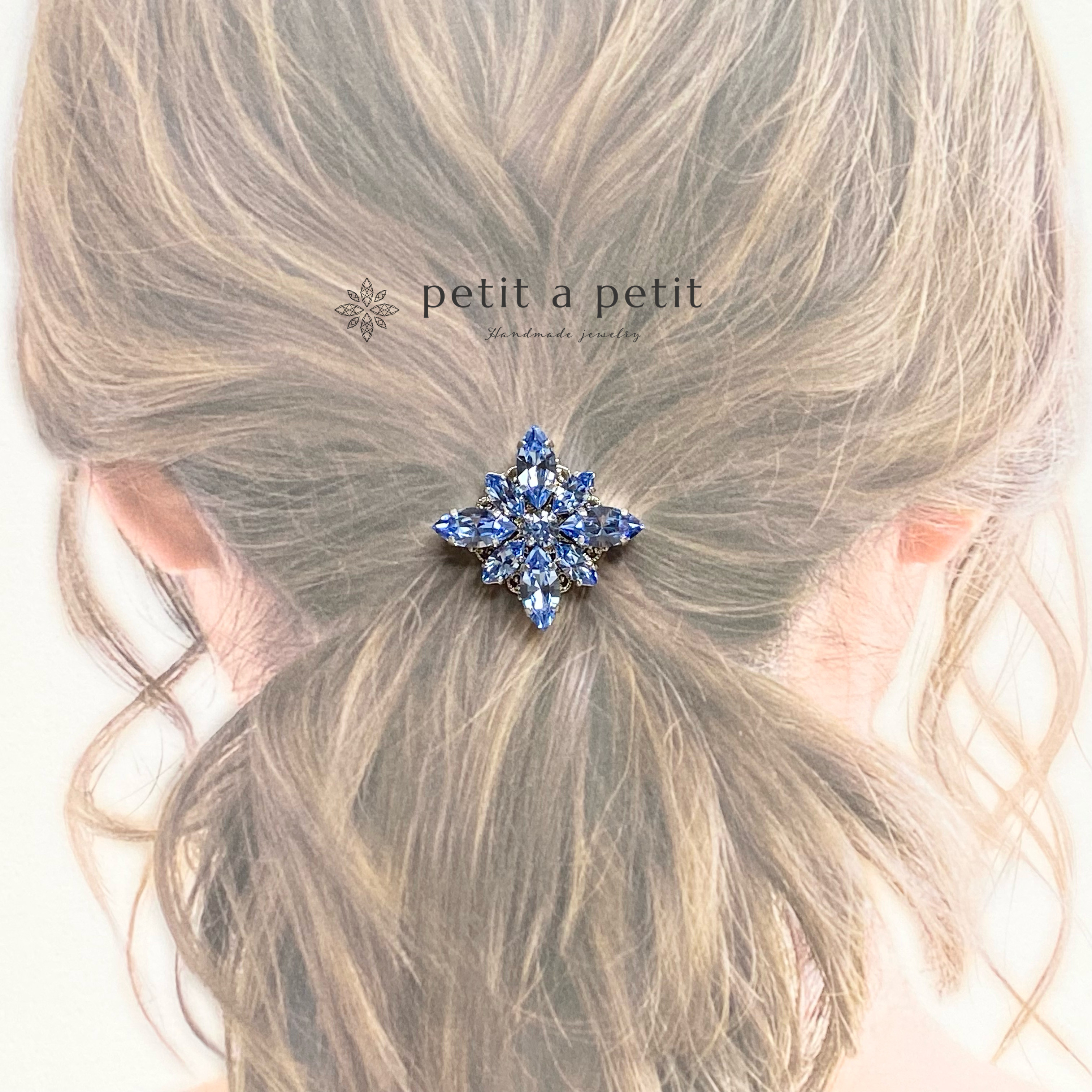 スワロフスキー®︎ ヘアゴムorポニーフック Lサイズ clématite Ltサファイア