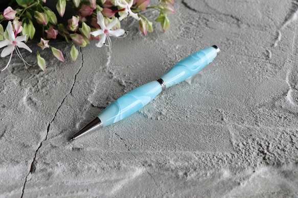 「アクアブルー・Luna」手作りボールペン Viriditas ジェットストリーム芯 4枚目の画像