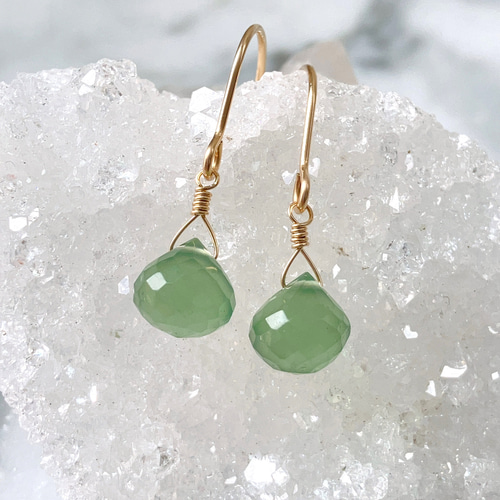 現品】14kgf✳︎サーペンティンのオニオンカットピアス/イヤリング  