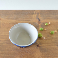 コバルト釉しのぎお茶碗 小 やちむん 壺屋焼 沖縄 3枚目の画像