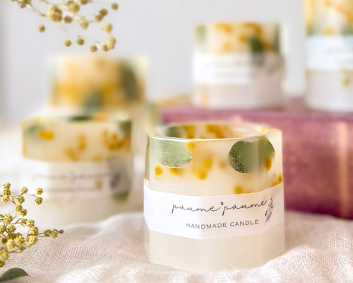 ミニキャンドルホルダー＊ミモザ キャンドル・キャンドルホルダー