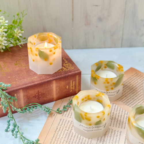 ミニキャンドルホルダー＊ミモザ キャンドル・キャンドルホルダー