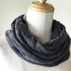 法國亞麻加撚雙面編織毛衣，灰色/棕色 第3張的照片