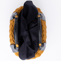 くびれ型かごバッグ（ベルトブラック）　内袋付かごバッグ　かごバッグ　ファー　名入れオプションあり　刺繍オプションあり 7枚目の画像