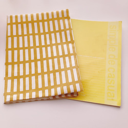 【B5サイズ用】北欧調　四角柄　黄色　大学ノートカバー　ブックカバー 4枚目の画像