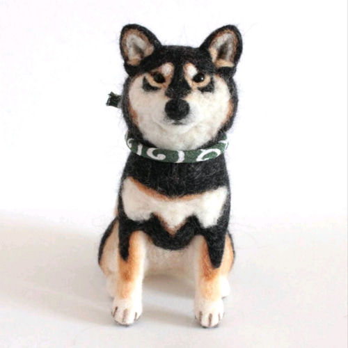 羊毛フェルト☆黒柴20cm☆ハンドメイド 柴犬羊毛 羊毛フェルト ハンドメイド 黒柴 羊毛フェルト