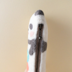 パンダのわき腹チャックペンケース☆アイスクリーム☆羊毛フェルト 5枚目の画像