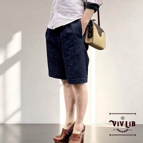 男女兼用/クラシックデザインのデニムハーフパンツ｜岡山9.5oz