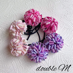 【T-192】くま柄ヘアリボン　キッズヘアゴム　キッズヘアリボン T-192】くま柄ヘアリボンキッズヘアゴムキッズヘアリボン