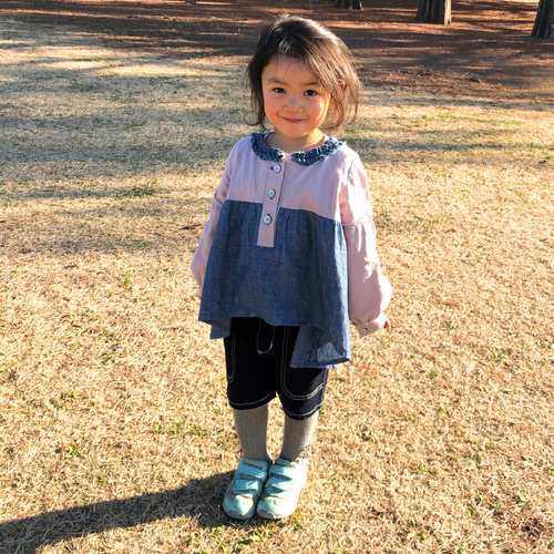 子ども用】ピエロの長袖ブラウス・ワンピース -sakura／ichou- 子供服