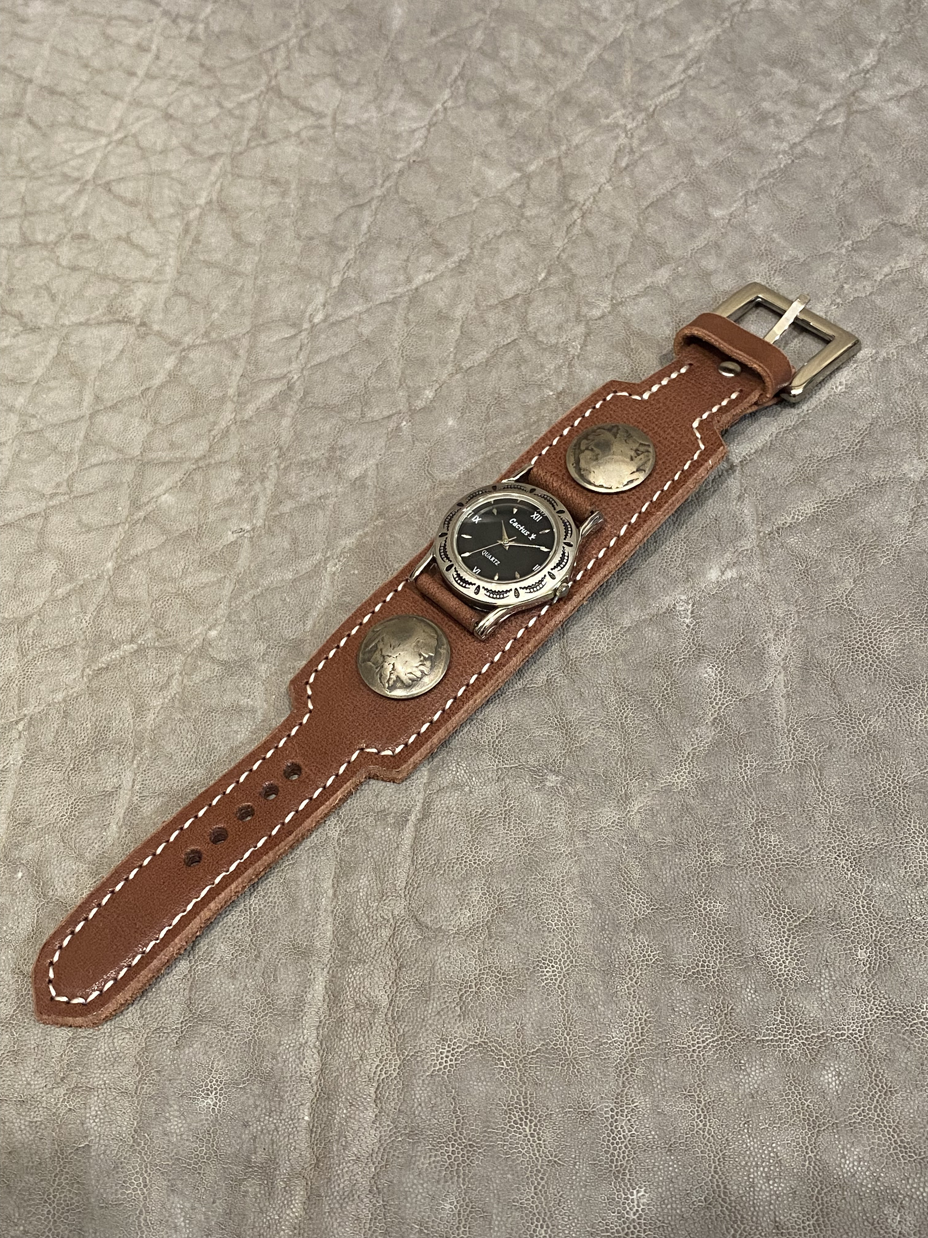 ¥9900→20%off Cactus/カクタスレザー ブレスウォッチType4 ブラウン（文字盤33mm/Mサイズ）