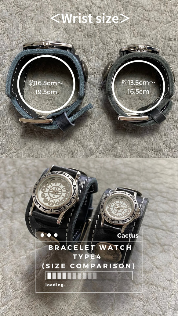 ¥9900→20%off Cactus/カクタスレザー ブレスウォッチType4 ブラック（文字盤33mm/Mサイズ） 7枚目の画像